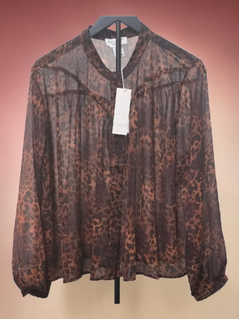 MWOT  Calypso XL Transparent   Brown T Leopard Print Blouse